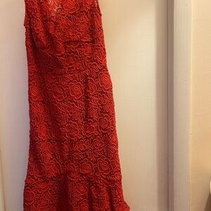 NWT, BHLDN Red Boat Neck lace dress, size 4